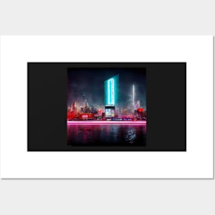 Neon New York Skyline - best selling Posters and Art